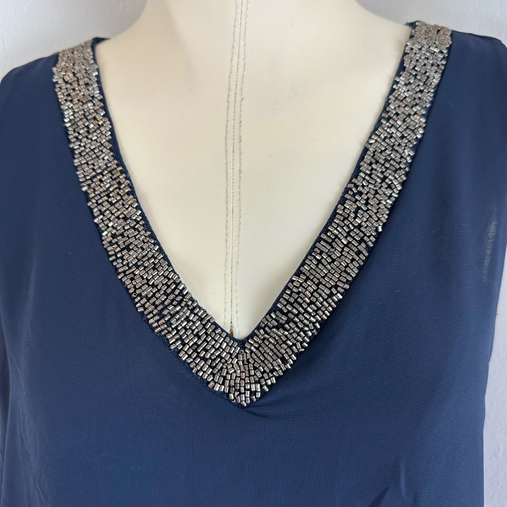 ASTR THE LABEL Sleeveless Navy Beaded Embellished Top | Size Medium - Picture 2 of 9